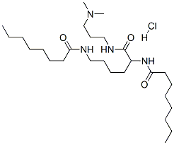 N,N′-[1-[[[3-(ジメチルアミノ)プロピル]アミノ]カルボニル]-1,5-ペンタンジイル]ビスオクタンアミド・塩酸塩 化学構造式