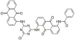 N-[5-[[4-chloro-6-[(9,10-dihydro-9,10-dioxo-1-anthryl)amino]-1,3,5-triazin-2-yl]amino]-9,10-dihydro-9,10-dioxo-1-anthryl]benzamide Structure
