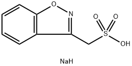 1,2-ベンゾイソオキサゾール-3-メタンスルホン酸ナトリウム 化学構造式