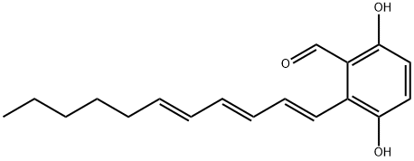 3,6-ジヒドロキシ-2-[(1E,3E,5E)-1,3,5-ウンデカトリエニル]ベンズアルデヒド 化学構造式