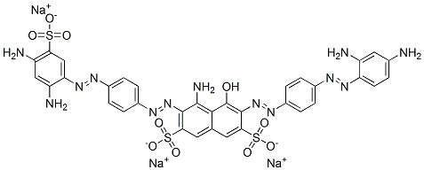 4-Amino-6-[[4-[(2,4-diaminophenyl)azo]phenyl]azo]-3-[[4-[(2,4-diamino-5-sulfophenyl)azo]phenyl]azo]-5-hydroxy-2,7-naphthalenedisulfonic acid trisodium salt Structure