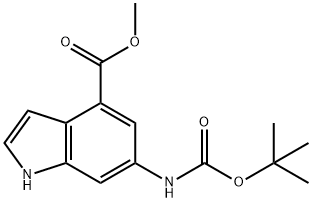 6‐N‐BOC‐アミノインドール‐4‐カルボン酸メチル 化学構造式