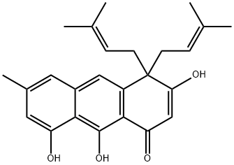 4,5,10-trihydroxy-7-methyl-1,1-bis(3-methylbut-2-enyl)anthracen-2-one Structure