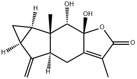 4a,5,5a,6,6a,6b,7,7a-Octahydro-7,7a-dihydroxy-3,6b-dimethyl-5-methylenecycloprop[2,3]indeno[5,6-b]furan-2(4H)-one Structure