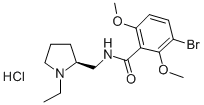 3-ブロモ-2,6-ジメトキシ-N-[[[2S,(-)]-1-エチルピロリジン-2α-イル]メチル]ベンズアミド·塩酸塩 化学構造式