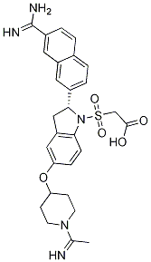 Acetic acid, 2-[[(2R)-2-[7-(aMinoiMinoMethyl)-2-naphthalenyl]-2,3-dihydro-5-[[1-(1-iMinoethyl)-4-piperidinyl]oxy]-1H-indol-1-yl]sulfonyl]- Struktur