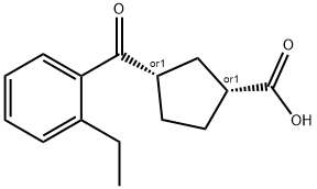 CIS-3-(2-エチルベンゾイル)シクロペンタン-1-カルボン酸 化学構造式