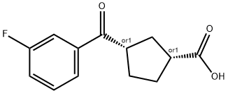 CIS-3-(3-フルオロベンゾイル)シクロペンタン-1-カルボン酸 化学構造式