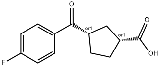 CIS-3-(4-フルオロベンゾイル)シクロペンタン-1-カルボン酸 化学構造式