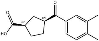 CIS-3-(3,4-ジメチルベンゾイル)シクロペンタン-1-カルボン酸 化学構造式
