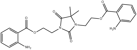 1,3-ビス[2-[(2-アミノベンゾイル)オキシ]エチル]-5,5-ジメチル-2,4-イミダゾリジンジオン 化学構造式
