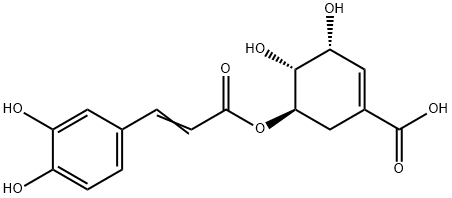 1-Cyclohexene-1-carboxylic acid, 5-((3-(3,4-dihydroxyphenyl)-1-oxo-2-p ropenyl)oxy)-3,4-dihydroxy-, (3R-(3alpha,4alpha,5beta))- Struktur