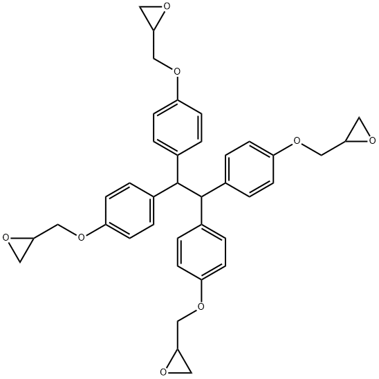2,2',2'',2'''-[1,2-エタンジイリデンテトラキス(4,1-フェニレンオキシメチレン)]テトラキスオキシラン 化学構造式