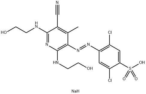 2,5-二氯-4-[[5-氰基-2,6-二[(2-羟乙基)氨基]-4-甲基-3-吡啶基]偶氮]苯磺酸单钠盐 结构式