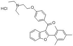 p-(2-(Diethylamino)ethoxy)phenyl 2-mesityl-3-benzofuranyl ketone hydro chloride Structure