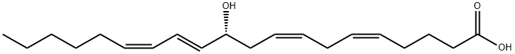 (11R,5Z,8Z,12E,14Z)-11-ヒドロキシ-5,8,12,14-イコサテトラエン酸 化学構造式
