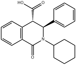 2-シクロヘキシル-1-オキソ-3-フェニル-1,2,3,4-テトラヒドロ-4-イソキノリンカルボン酸 化学構造式