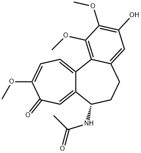 (S)-7-アセチルアミノ-6,7-ジヒドロ-3-ヒドロキシ-1,2,10-トリメトキシベンゾ[a]ヘプタレン-9(5H)-オン 化学構造式