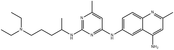N6-[2-[[4-(二乙基氨基)-1-甲基丁基]氨基]-6-甲基-4-嘧啶基]-2-甲基-4,6-喹啉二胺,733767-34-5,结构式