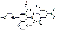 N-[2-[(2-chloro-4,6-dinitrophenyl)azo]-4-(2-methoxyethoxy)-5-[(2-methoxyethyl)amino]phenyl]acetamide Struktur