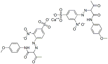 calcium bis[4-[[1-[[(4-methoxyphenyl)amino]carbonyl]-2-oxopropyl]azo]-3-nitrobenzenesulphonate] Struktur