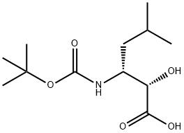 (2S,3R)-3-(BOC-アミノ)-2-ヒドロキシ-5-メチルヘキサン酸 化学構造式