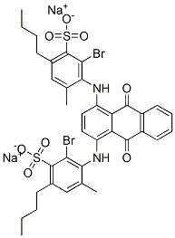 disodium 2,2'-[(9,10-dihydro-9,10-dioxo-1,4-anthrylene)diimino]bis[3-bromo-5-butyltoluene-4-sulphonate] Struktur