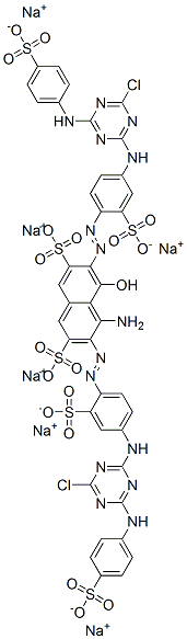 hexasodium 4-amino-3,6-bis[[4-[[4-chloro-6-[(4-sulphonatophenyl)amino]-1,3,5-triazin-2-yl]amino]-2-sulphonatophenyl]azo]-5-hydroxynaphthalene-2,7-disulphonate 结构式
