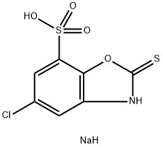 sodium 5-chloro-2,3-dihydro-2-thioxobenzoxazole-7-sulphonate  Struktur