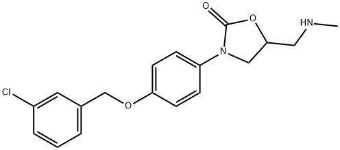 3-[4-[(3-chlorophenyl)methoxy]phenyl]-5-[(methylamino)methyl]oxazolidin-2-one Struktur