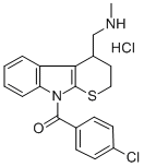 Thiopyrano(2,3-b)indole-4-methanamine, 2,3,4,9-tetrahydro-9-(4-chlorob enzoyl)-N-methyl-, monohydrochloride Structure
