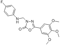 1,3,5-Oxadiazol-2(3H)-one, 3-(((4-fluorophenyl)amino)methyl)-5-(3,4,5- trimethoxyphenyl)- Struktur