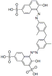 3-Hydroxy-4-[[4-[[4-[(2-hydroxy-6-sulfo-1-naphthalenyl)azo]-2-methylphenyl]methyl]-3-methylphenyl]azo]-2,7-naphthalenedisulfonic acid Struktur