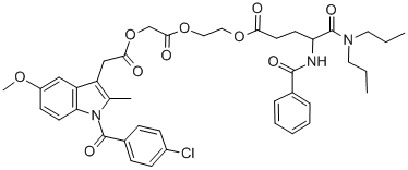 1H-Indole-3-acetic acid, 1-(4-chlorobenzoyl)-5-methoxy-2-methyl-, 2-(2 -((4-(benzoylamino)-5-(dipropylamino)-1,5-dioxopentyl)oxy)ethoxy)-2-ox oethyl ester, (+-)- Struktur