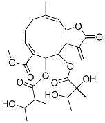 methyl (4E,8E)-2-(2,3-dihydroxy-2-methyl-butanoyl)oxy-3-(3-hydroxy-2-m ethyl-butanoyl)oxy-8-methyl-13-methylidene-12-oxo-11-oxabicyclo[8.3.0] trideca-4,8-diene-4-carboxylate Struktur