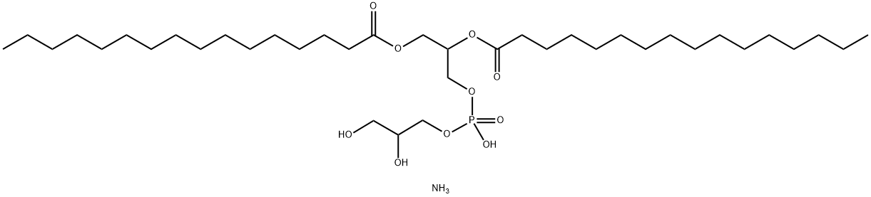 1,2-DIHEXADECANOYL-RAC-GLYCERO-3-PHOSPHO-RAC-(1-GLYCEROL) AMMONIUM SALT, 73548-70-6, 结构式