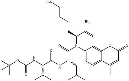 Boc-L-Val-L-Leu-L-Lys-(4-メチルクマリン-7-イル)NH2 化学構造式