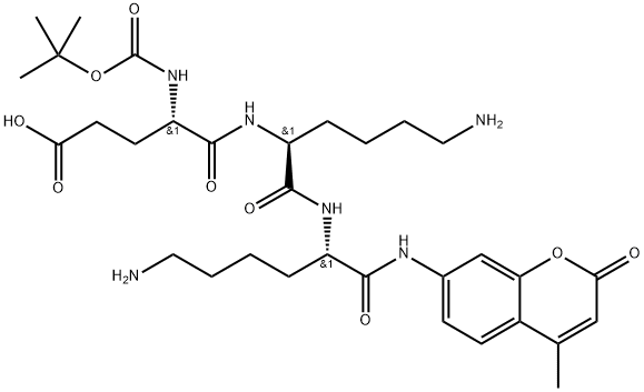Boc-L-Glu-L-Lys-L-Lys-(4-メチルクマリン-7-イル)NH2 化学構造式