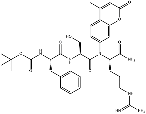 叔丁氧羰基-苯丙氨酰-丝氨酰-精氨酸-7-氨基-4-甲基香豆素 结构式