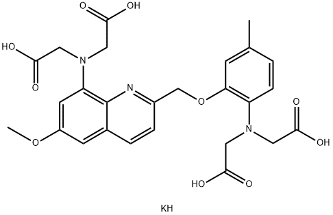 N-[2-[[8-[ビス(カルボキシメチル)アミノ]-6-メトキシ-2-キノリニル]メトキシ]-4-メチルフェニル]-N-(カルボキシメチル)グリシンテトラカリウム 化学構造式