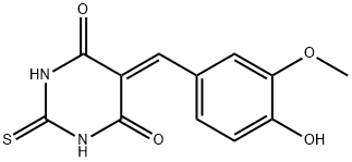 2,3-Dihydro-5-(4-hydroxy-3-methoxybenzylidene)-2-thioxo-4,6(1H,5H)-pyrimidinedione Structure