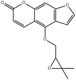 4-[(3,3-ジメチルオキシラニル)メトキシ]-7H-フロ[3,2-g][1]ベンゾピラン-7-オン 化学構造式