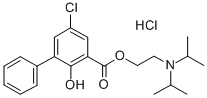 5-Chloro-2-hydroxy-3-biphenylcarboxylic acid, 2-(diisopropylamino)ethyl ester, hydrochloride Structure