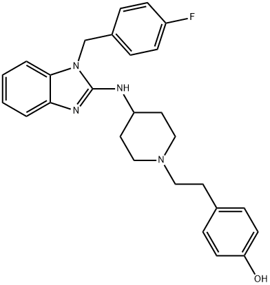 Phenol, 4-(2-(4-((1-((4-fluorophenyl)methyl)-1H-benzimidazol-2-yl)amin o)-1-piperidinyl)ethyl)- 结构式