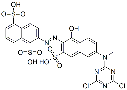 2-[[6-[(4,6-dichloro-1,3,5-triazin-2-yl)methylamino]-1-hydroxy-3-sulpho-2-naphthyl]azo]naphthalene-1,5-disulphonic acid,73816-75-8,结构式