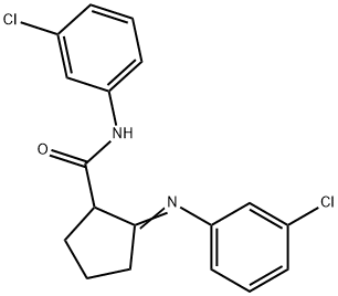 N-(3-クロロフェニル)-2-[(m-クロロフェニル)イミノ]シクロペンタンカルボアミド 化学構造式