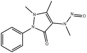 1,2-ジヒドロ-1,5-ジメチル-4-(メチルニトロソアミノ)-2-フェニル-3H-ピラゾール-3-オン 化学構造式