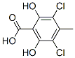 3,5-ジクロロ-2,6-ジヒドロキシ-4-メチル安息香酸 化学構造式