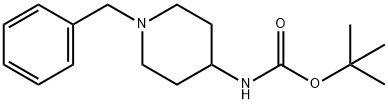1-ベンジル-4-(N-BOC-アミノ)ピペリジン 化学構造式