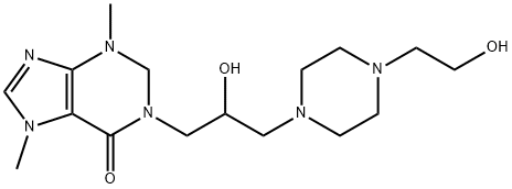 1,2,3,7-テトラヒドロ-3,7-ジメチル-1-[2-ヒドロキシ-3-[4-(2-ヒドロキシエチル)-1-ピペラジニル]プロピル]-6H-プリン-6-オン 化学構造式